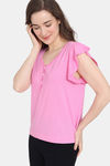 Zivame Summer Thyme Knit Cotton Top - Begonia pink — thumbnail 2